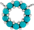 14K Gold Round Natural Turquoise Cabochon Circle Necklace - White Gold