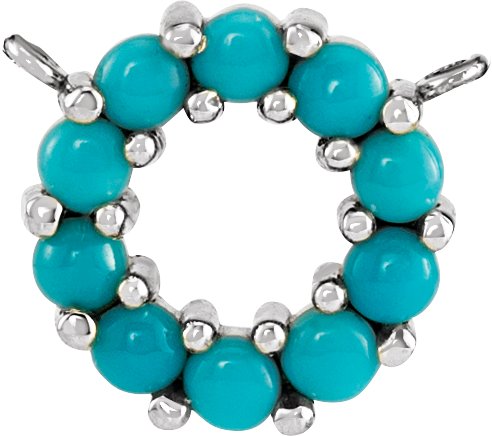 Platinum Round Natural Turquoise Cabochon Circle Necklace