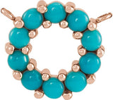 14K Gold Round Natural Turquoise Cabochon Circle Necklace - Rose Gold