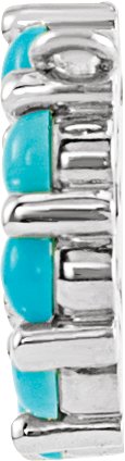 Platinum Round Natural Turquoise Cabochon Circle Necklace - view 2