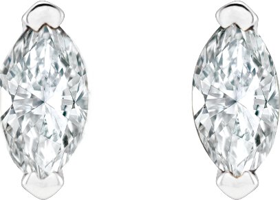 Platinum Marquise Natural Diamond Solitaire V-Prong Stud Earrings - view 4