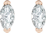 14K Gold Marquise Natural Diamond Solitaire V-Prong Stud Earrings - Rose Gold - view 4