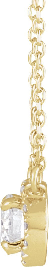 14K Gold Round Natural Diamond French-Set Halo-Style Necklace - Yellow Gold - view 6