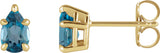 14K Gold Natural London Blue Topaz Pear 5-Prong Claw Stud Earrings - Yellow Gold