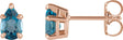 14K Gold Natural London Blue Topaz Pear 5-Prong Claw Stud Earrings - Rose Gold