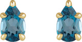 14K Gold Natural London Blue Topaz Pear 5-Prong Claw Stud Earrings - Yellow Gold - view 2