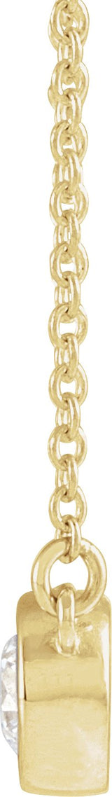 14K Gold Round Natural Diamond Accented Bezel-Set Necklace - Yellow Gold - view 4