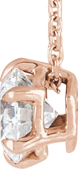 14K Gold Round Lab-Grown Diamond Solitaire Necklace or Slide Pendant - Rose Gold - view 6