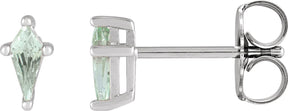 Platinum Lab-Grown Green Sapphire Kite 4-Prong Stud Earrings