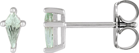 Platinum Lab-Grown Green Sapphire Kite 4-Prong Stud Earrings