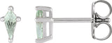 14K Gold Lab-Grown Green Sapphire Kite 4-Prong Stud Earrings - White Gold