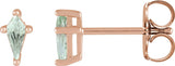 14K Gold Lab-Grown Green Sapphire Kite 4-Prong Stud Earrings - Rose Gold