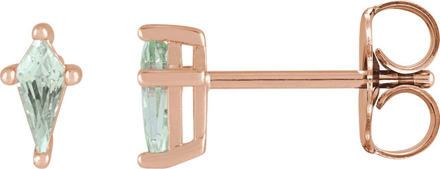 14K Gold Lab-Grown Green Sapphire Kite 4-Prong Stud Earrings - Rose Gold