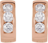 14K Gold Round Lab-Grown Diamond Hinged Hoop Earrings - Rose Gold - view 8