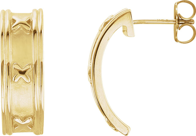 14K Gold J-Hoop Earrings III - Yellow Gold