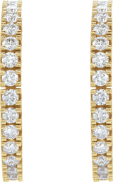 14K Gold Round Lab-Grown Diamond Accented Hoop Earrings – 1.3-2.4mm Stones - Yellow Gold - view 6