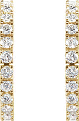 14K Gold Round Lab-Grown Diamond Accented Hoop Earrings – 1.3-2.4mm Stones - Yellow Gold - view 6