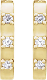14K Gold Round Natural Diamond Elongated Hoop Earrings - Yellow Gold - view 4