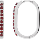 Platinum Round Natural Mozambique Garnet Accented Elongated Hoop Earrings – 20x13.39mm – 1.5mm Stones - view 5