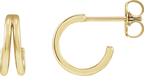 14K Gold Hoop Earrings V - Yellow Gold