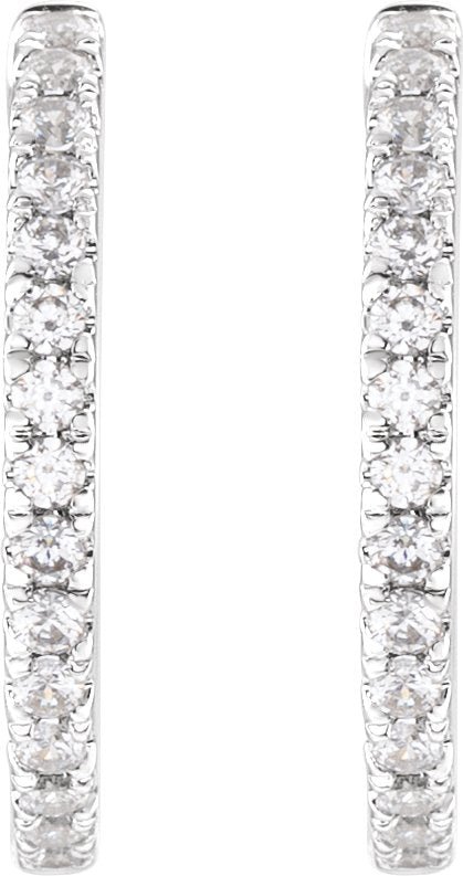 14K Gold Round Lab-Grown Diamond Hoop Earrings - White Gold - view 4