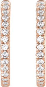 14K Gold Round Lab-Grown Diamond Hoop Earrings - Rose Gold - view 4