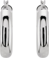 14K Gold Tube Hoop Earrings III - White Gold - view 6