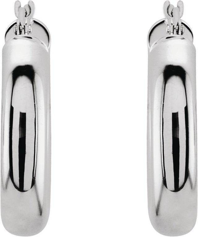 14K Gold Tube Hoop Earrings III - White Gold - view 6