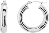 14K Gold Tube Hoop Earrings III - White Gold - view 5