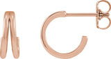 14K Gold Hoop Earrings V - Rose Gold