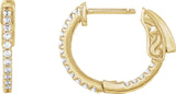 14K Gold Round Lab-Grown Diamond Inside-Outside Hoop Earrings - Yellow Gold - view 9