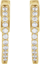 14K Gold Round Lab-Grown Diamond Inside-Outside Hoop Earrings - Yellow Gold - view 8