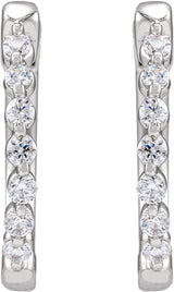 14K Gold Round Lab-Grown Diamond Hoop Earrings – 1.5-2.6mm Stones - White Gold - view 4