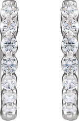14K Gold Round Lab-Grown Diamond Hoop Earrings – 1.5-2.6mm Stones - White Gold - view 4
