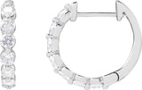 14K Gold Round Lab-Grown Diamond Hoop Earrings – 1.5-2.6mm Stones - White Gold - view 3