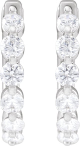 14K Gold Round Lab-Grown Diamond Hoop Earrings – 1.5-2.6mm Stones - White Gold - view 4