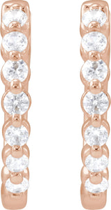14K Gold Round Lab-Grown Diamond Hoop Earrings – 1.5-2.6mm Stones - Rose Gold - view 4