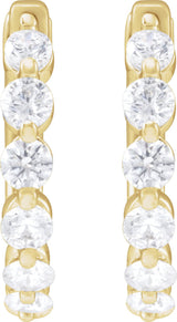 14K Gold Round Lab-Grown Diamond Hoop Earrings – 1.5-2.6mm Stones - Yellow Gold - view 4