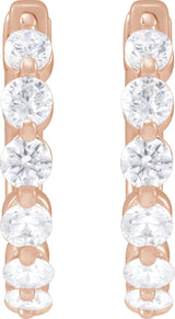 14K Gold Round Lab-Grown Diamond Hoop Earrings – 1.5-2.6mm Stones - Rose Gold - view 4