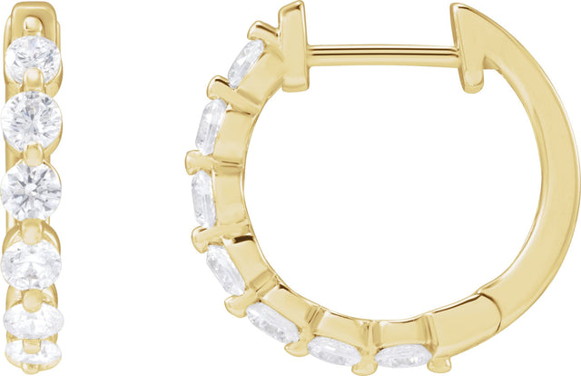 14K Gold Round Lab-Grown Diamond Hoop Earrings – 1.5-2.6mm Stones - Yellow Gold - view 3