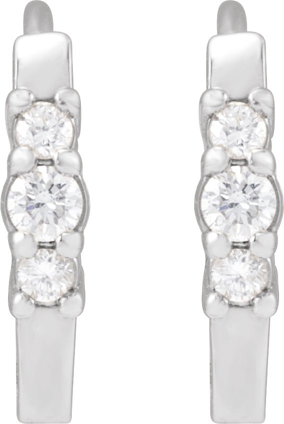 14K Gold Round Natural Diamond Hinged Hoop Earrings II - White Gold - view 4