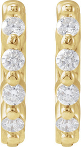 14K Gold Round Natural Diamond Accented Hinged Hoop Earrings – 1.5mm Stones - Rose Gold - view 4