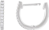 14K Gold Round Lab-Grown Diamond Accented U-Hoop Earrings – 13x12.33mm - White Gold - view 7