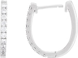 14K Gold Round Lab-Grown Diamond Accented U-Hoop Earrings – 13x12.33mm - White Gold - view 9