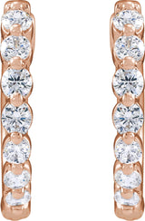 14K Gold Round Lab-Grown Diamond Hoop Earrings – 1.5-2.6mm Stones - Rose Gold - view 4