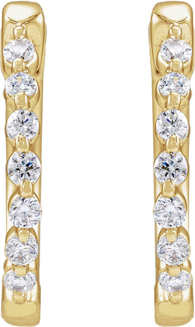 14K Gold Round Lab-Grown Diamond Hoop Earrings – 1.5-2.6mm Stones - Yellow Gold - view 4