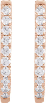 14K Gold Round Lab-Grown Diamond Accented U-Hoop Earrings – 13x12.33mm - Rose Gold - view 8