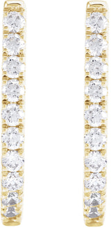 14K Gold Round Lab-Grown Diamond Accented U-Hoop Earrings – 13x12.33mm - Yellow Gold - view 8