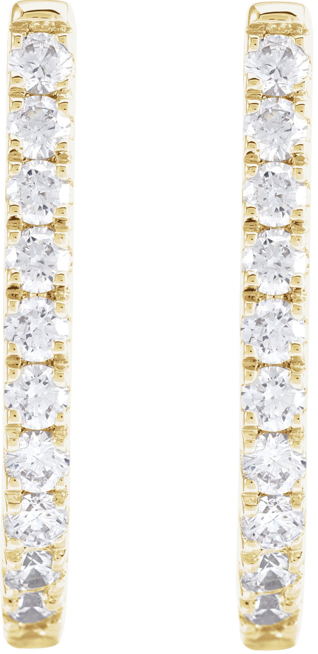 14K Gold Round Lab-Grown Diamond Accented U-Hoop Earrings – 13x12.33mm - Yellow Gold - view 8