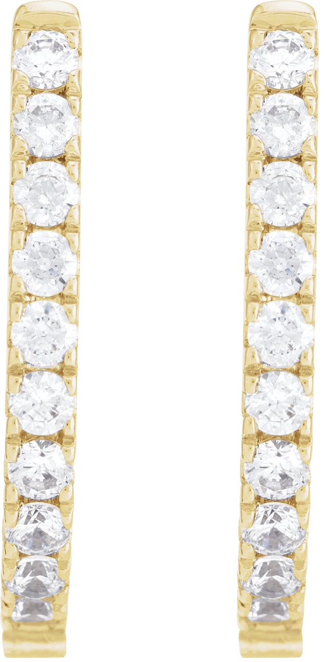 14K Gold Round Lab-Grown Diamond Accented U-Hoop Earrings – 13x12.33mm - Yellow Gold - view 8